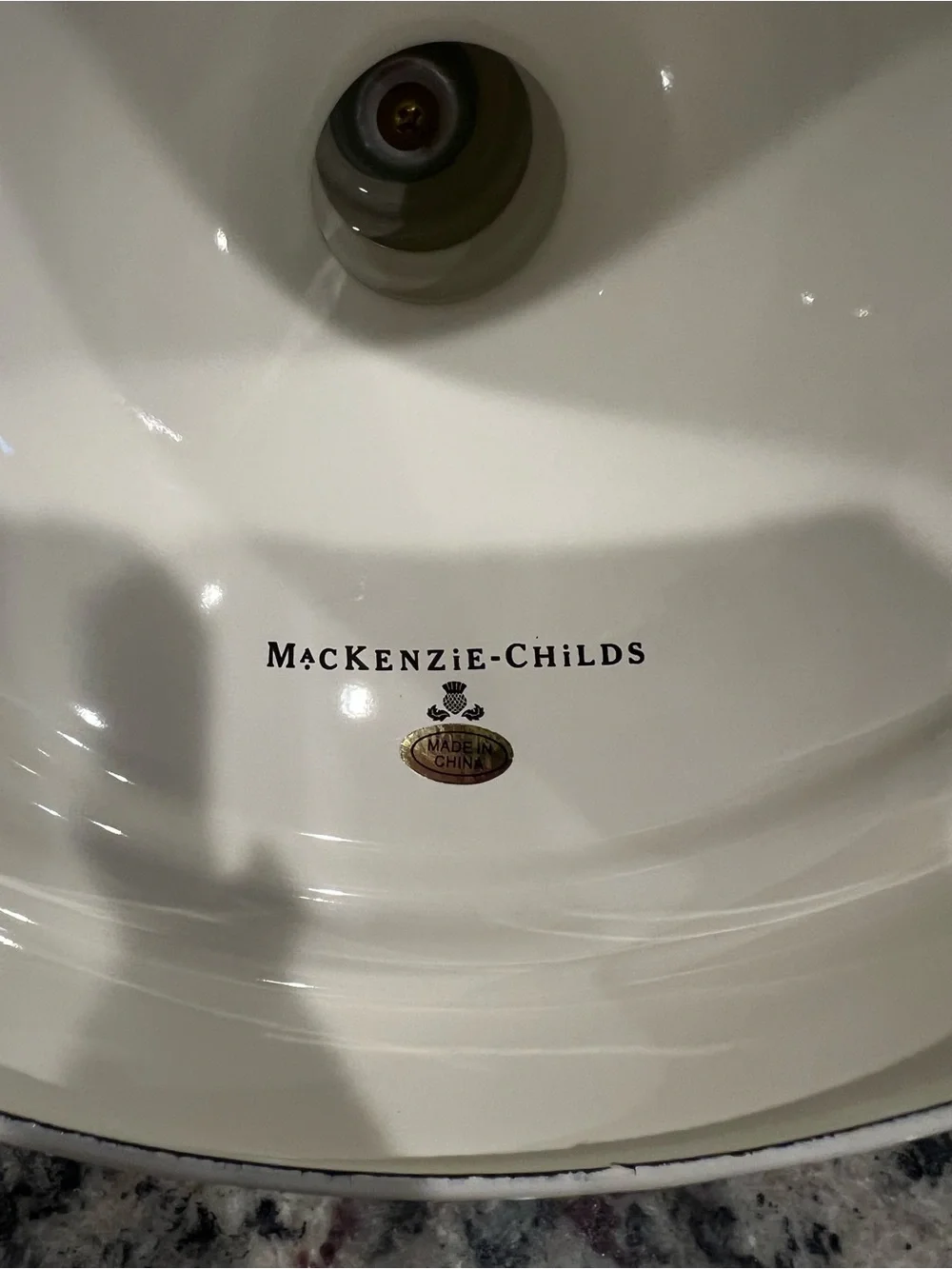 Mackenzie-Childs Courtly Check Enamel Pedestal Vase with Lime Green Bow. EUC.